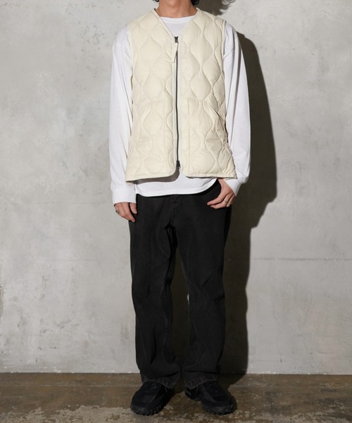 TAION（タイオン）の「TAION / タイオン MILITARY V-NECK W ZIP VEST (TAION-001ALSZML-1) ミリタリー Vネック Wジップ ダウンベスト ソフトシェル（ベスト・メンズ・ブラック/オリーブ/オフホワイト/ダークネイビー/カモフラージュ・MEDIUM/LARGE/X-LARGE/XX-LARGE/SMALL）」の12枚目の写真