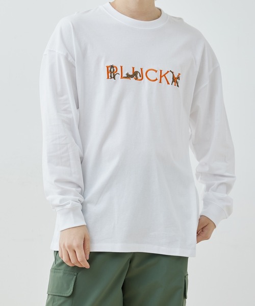 JUNRED(ジュンレッド)の「エシカル刺繍ロングスリーブTシャツ(Tシャツ/カットソー・メンズ・ライトグリーン/ホワイト/チャコールグレー・M/L/LL)」の2枚目の写真