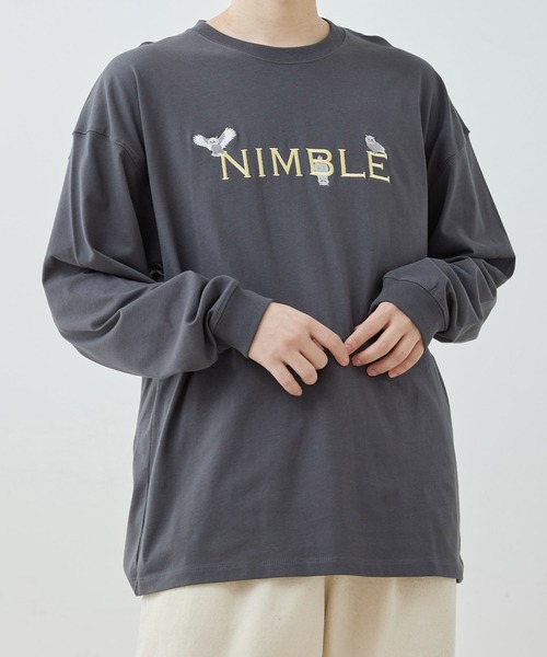 JUNRED(ジュンレッド)の「エシカル刺繍ロングスリーブTシャツ(Tシャツ/カットソー・メンズ・ライトグリーン/ホワイト/チャコールグレー・M/L/LL)」の3枚目の写真