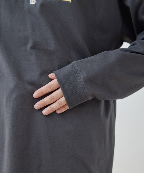 JUNRED(ジュンレッド)の「エシカル刺繍ロングスリーブTシャツ(Tシャツ/カットソー・メンズ・ライトグリーン/ホワイト/チャコールグレー・M/L/LL)」の11枚目の写真