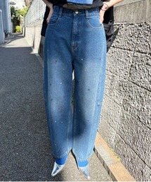 ameri JEWEL BIJOU WIDE DENIM ビジューデニム JEWEL BIJOU WIDE DENIM AMERI Mサイズ