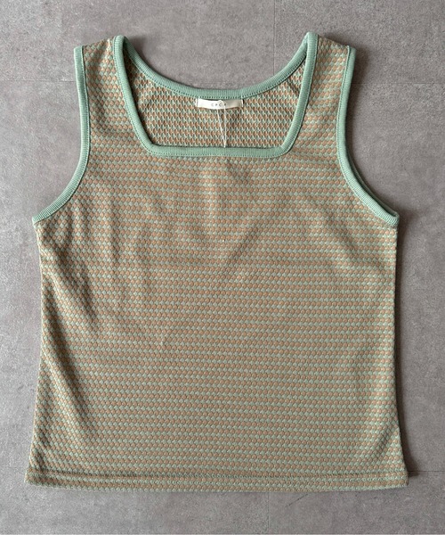CPCM(シーピーシーエム)の「24SSハニカムジャガードインナータンク(タンクトップ・レディース・サックスブルー/オレンジ/ミント/グレー/ベージュ/ブラック・FREE)」の4枚目の写真