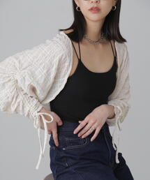 FREE'S MART | ◆シアーチェック袖シャーリングボレロ(カーディガン/ボレロ)