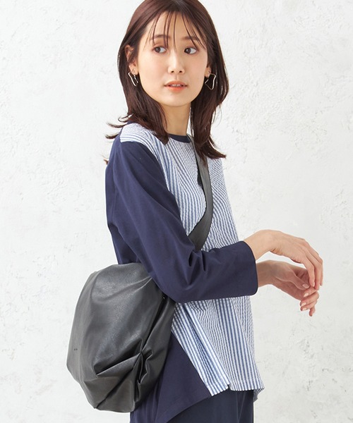 DECOY SINCE 1981(デコイシンスイチキュウハチイチ)の「【洗濯可能】レガートラルゴハンモックフェイクレザーワンショルダーバッグ(ショルダーバッグ・レディース・ベージュ/ブラック・フリー)」の2枚目の写真