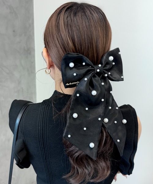 EIMY ISTOIRE（エイミーイストワール）の「パールスプリンクルバレッタ（バレッタ/ヘアクリップ・レディース・サックスブルー/ブラック/その他8/ピンク/ホワイト/ベージュ・F）」の12枚目の写真