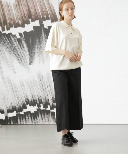 Apo(s)ture(アポスチャー)の「ARIA-012/ストレッチチノアンクルワイドパンツ(チノパンツ・レディース・ベージュ/ネイビー/ブラック/ホワイト・XS/M/L/S/XL)」の8枚目の写真