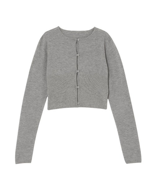 LIB JOIE ショートカラーカーディガン LIBJOIE - シルクブレンドショートカラーカーディガン (グレー