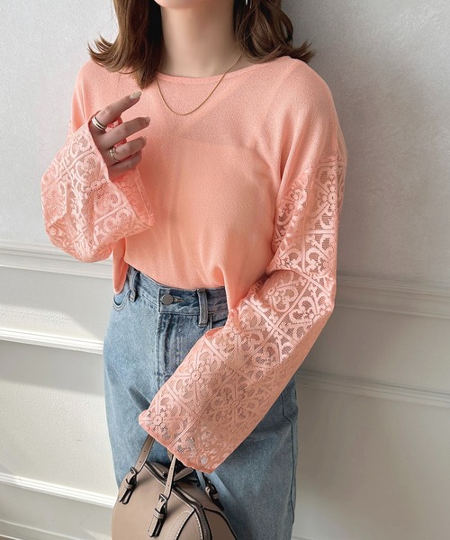 apres jour(アプレジュール)の「レースドッキング2WAYショートニットカーディガン【ZOZOTOWN限定アイテム】(カーディガン/ボレロ・レディース・ピンク/グレー/アイボリー・フリー/X-LARGE)」の1枚目の写真