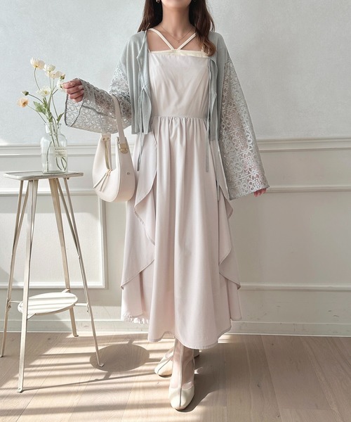 apres jour(アプレジュール)の「レースドッキング2WAYショートニットカーディガン【ZOZOTOWN限定アイテム】(カーディガン/ボレロ・レディース・ピンク/グレー/アイボリー・フリー/X-LARGE)」の10枚目の写真