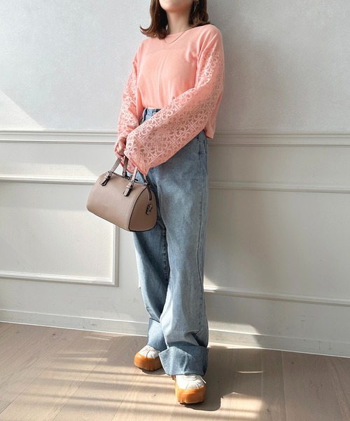 apres jour(アプレジュール)の「レースドッキング2WAYショートニットカーディガン【ZOZOTOWN限定アイテム】(カーディガン/ボレロ・レディース・ピンク/グレー/アイボリー・フリー/X-LARGE)」の8枚目の写真