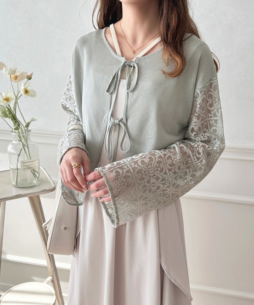 apres jour(アプレジュール)の「レースドッキング2WAYショートニットカーディガン【ZOZOTOWN限定アイテム】(カーディガン/ボレロ・レディース・ピンク/グレー/アイボリー・フリー/X-LARGE)」の18枚目の写真