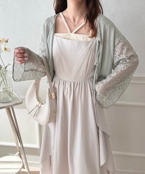 apres jour(アプレジュール)の「レースドッキング2WAYショートニットカーディガン【ZOZOTOWN限定アイテム】(カーディガン/ボレロ・レディース・ピンク/グレー/アイボリー・フリー/X-LARGE)」の9枚目の写真