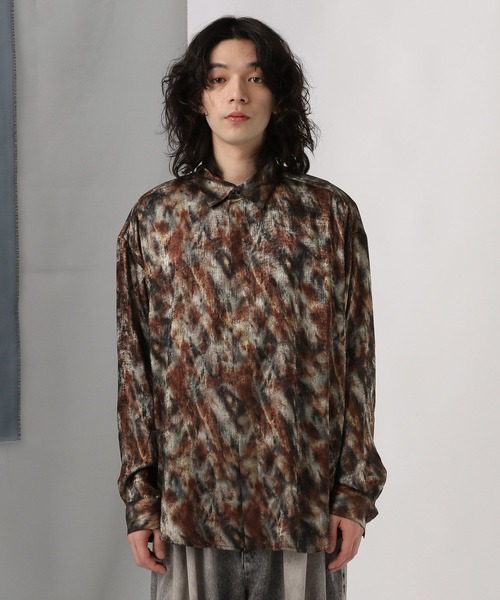 HARE（ハレ）の「アブストラクトハクプリントシャツ(HARE)（シャツ/ブラウス・メンズ・ブラウン/ブラック・FREE）」の13枚目の写真