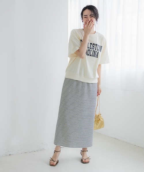 coca(coca)(コカ)の「ぷくぷくボーダースリットスカート(スカート・レディース・ブラック/アイボリー・L/M)」の3枚目の写真