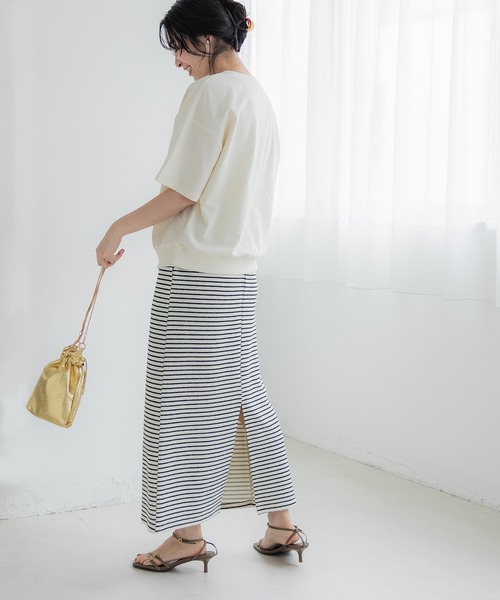 coca(coca)(コカ)の「ぷくぷくボーダースリットスカート(スカート・レディース・ブラック/アイボリー・L/M)」の8枚目の写真