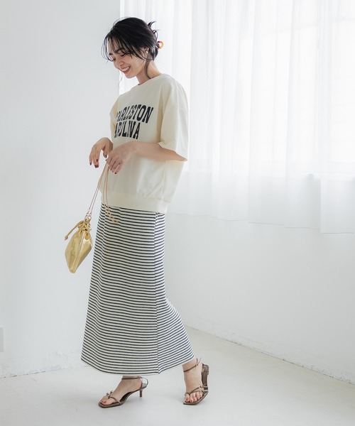 coca(coca)(コカ)の「ぷくぷくボーダースリットスカート(スカート・レディース・ブラック/アイボリー・L/M)」の5枚目の写真