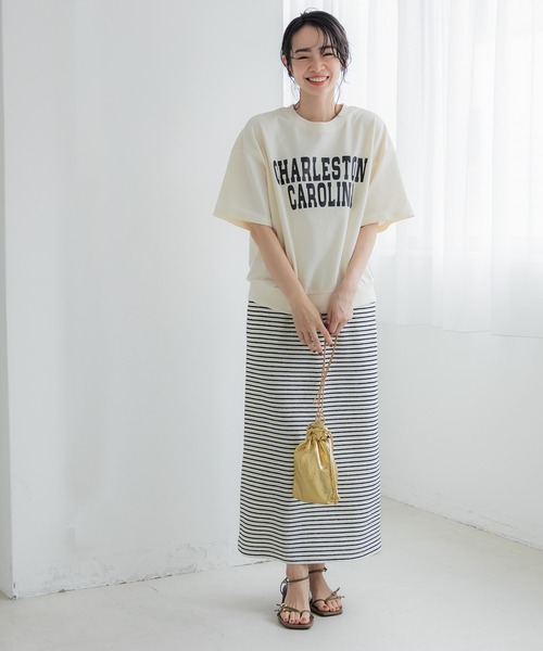 coca(coca)(コカ)の「ぷくぷくボーダースリットスカート(スカート・レディース・ブラック/アイボリー・L/M)」の6枚目の写真