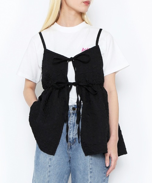 PUNYUS(プニュズ)の「2WAYキャミチュニック(キャミソール・レディース・グレー/ブラック・1/2/3/4)」の3枚目の写真