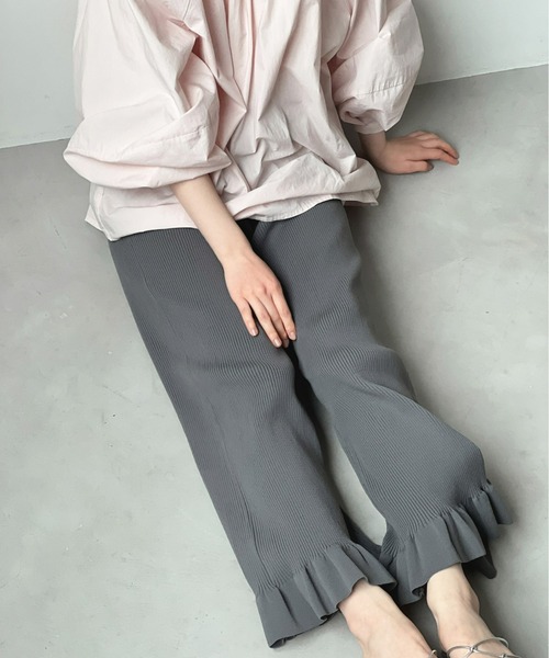 sm2 ◾️立川限定▪️リネン裾フリルパンツ▪️チャコール 新品 SM2☆ブラック／リネン裾フリルギャザーパンツ - メルカリ
