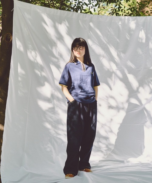 common gull products.（コモンガルプロダクツ）の「隙間のポロシャツ（ポロシャツ・レディース・アイボリー/レッド/ネイビー・MEDIUM/LARGE）」の4枚目の写真