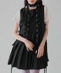 Uenui（ウニュイ）の「【ZOZO限定】スリーブレス プリーツ ベスト リボン ミニワンピース 2way（ベスト）」