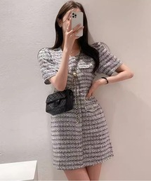Chick（チック）の「半袖ツイードミニワンピース（ワンピース）」