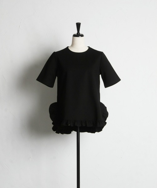&. NOSTALGIA（アンドドットノスタルジア）の「ヘムギャザーフリルTシャツ（Tシャツ/カットソー・レディース・ブラック/ホワイト・M）」の12枚目の写真