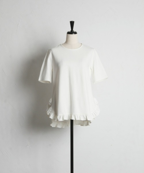 &. NOSTALGIA（アンドドットノスタルジア）の「ヘムギャザーフリルTシャツ（Tシャツ/カットソー・レディース・ブラック/ホワイト・M）」の13枚目の写真