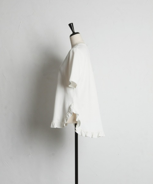 &. NOSTALGIA（アンドドットノスタルジア）の「ヘムギャザーフリルTシャツ（Tシャツ/カットソー・レディース・ブラック/ホワイト・M）」の14枚目の写真