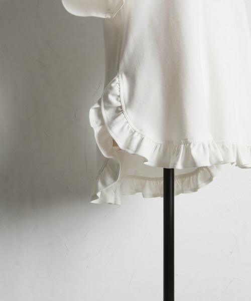 &. NOSTALGIA（アンドドットノスタルジア）の「ヘムギャザーフリルTシャツ（Tシャツ/カットソー・レディース・ブラック/ホワイト・M）」の19枚目の写真