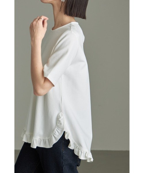 &. NOSTALGIA（アンドドットノスタルジア）の「ヘムギャザーフリルTシャツ（Tシャツ/カットソー・レディース・ブラック/ホワイト・M）」の5枚目の写真