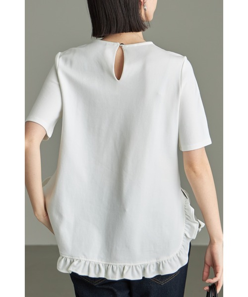 &. NOSTALGIA（アンドドットノスタルジア）の「ヘムギャザーフリルTシャツ（Tシャツ/カットソー・レディース・ブラック/ホワイト・M）」の6枚目の写真