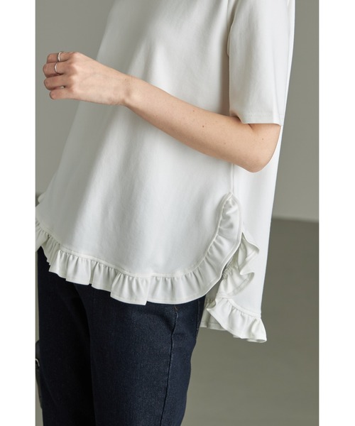 &. NOSTALGIA（アンドドットノスタルジア）の「ヘムギャザーフリルTシャツ（Tシャツ/カットソー・レディース・ブラック/ホワイト・M）」の7枚目の写真