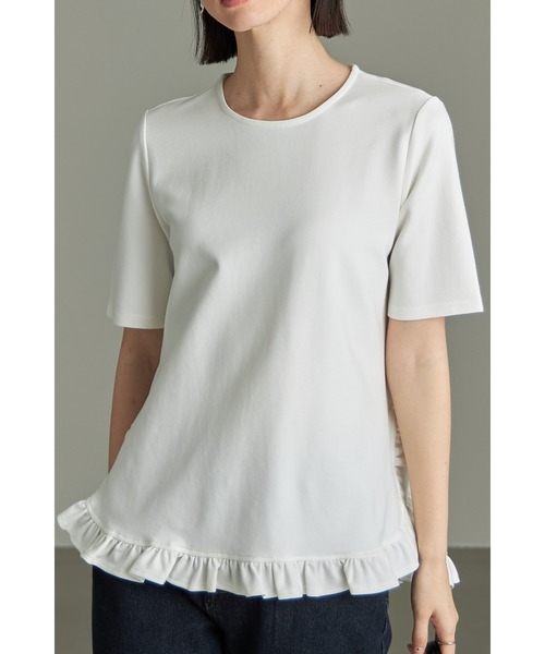 &. NOSTALGIA（アンドドットノスタルジア）の「ヘムギャザーフリルTシャツ（Tシャツ/カットソー・レディース・ブラック/ホワイト・M）」の8枚目の写真