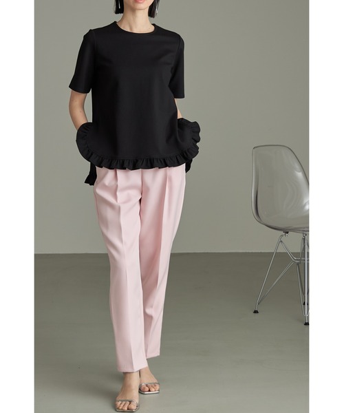 &. NOSTALGIA（アンドドットノスタルジア）の「ヘムギャザーフリルTシャツ（Tシャツ/カットソー・レディース・ブラック/ホワイト・M）」の9枚目の写真