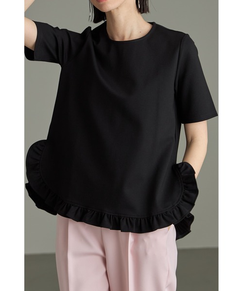 &. NOSTALGIA（アンドドットノスタルジア）の「ヘムギャザーフリルTシャツ（Tシャツ/カットソー・レディース・ブラック/ホワイト・M）」の10枚目の写真