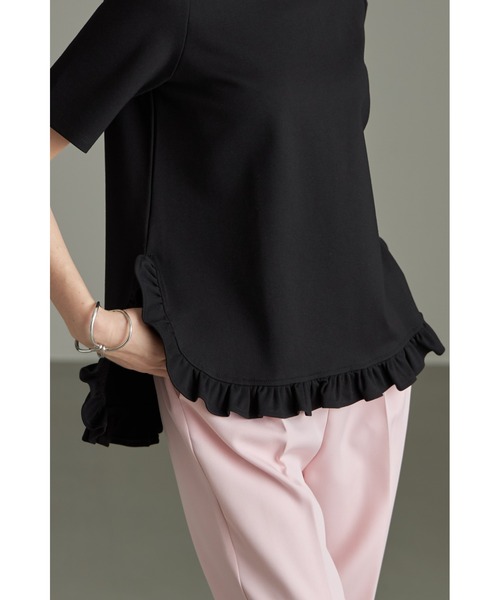 &. NOSTALGIA（アンドドットノスタルジア）の「ヘムギャザーフリルTシャツ（Tシャツ/カットソー・レディース・ブラック/ホワイト・M）」の11枚目の写真