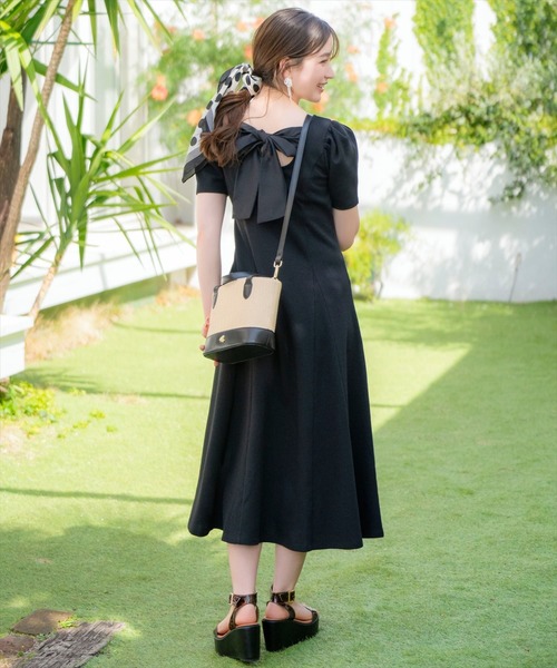 WILLSELECTION（ウィルセレクション）の「バックリボンワッフルフレアワンピース（ワンピース・レディース・ブラック/ライトグレー/ピンク・FREE）」の2枚目の写真