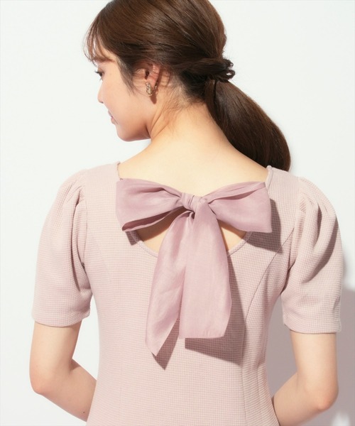 WILLSELECTION（ウィルセレクション）の「バックリボンワッフルフレアワンピース（ワンピース・レディース・ブラック/ライトグレー/ピンク・FREE）」の12枚目の写真