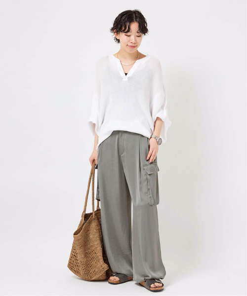 EVERYDAY I LIKE.（エヴリディアイライク）の「ライトサテンカーゴパンツ（カーゴパンツ・レディース・カーキ・34/36/38）」の10枚目の写真