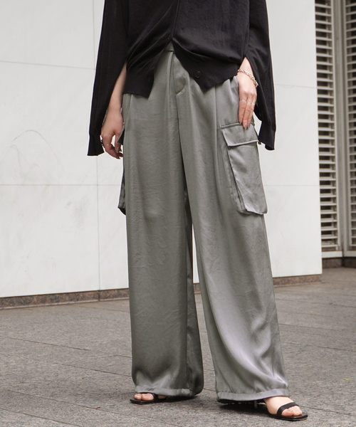 EVERYDAY I LIKE.（エヴリディアイライク）の「ライトサテンカーゴパンツ（カーゴパンツ・レディース・カーキ・34/36/38）」の13枚目の写真