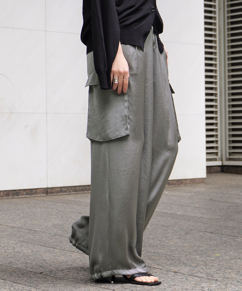 EVERYDAY I LIKE.（エヴリディアイライク）の「ライトサテンカーゴパンツ（カーゴパンツ・レディース・カーキ・34/36/38）」の14枚目の写真