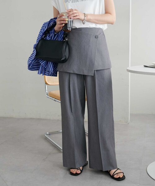 DISCOAT(ディスコート)の「ラップスカートパンツ(その他パンツ・レディース・グレー/ブラック・MEDIUM/LARGE)」の1枚目の写真