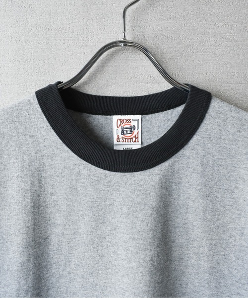 CROSS & STITCH(クロスステッチ)の「【FEW1】【CROSS & STITCH/クロスアンドステッチ】オープンエンド マックスウェイト リンガーTシャツ(Tシャツ/カットソー・メンズ・ブラック×グレー/グレー系1/アイボリー系1/グレー系2/アイボリー系2・MEDIUM/LARGE/X-LARGE)」の7枚目の写真