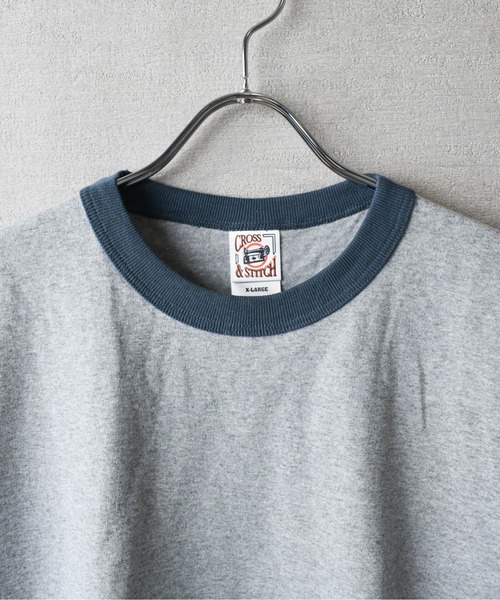 CROSS & STITCH(クロスステッチ)の「【FEW1】【CROSS & STITCH/クロスアンドステッチ】オープンエンド マックスウェイト リンガーTシャツ(Tシャツ/カットソー・メンズ・ブラック×グレー/グレー系1/アイボリー系1/グレー系2/アイボリー系2・MEDIUM/LARGE/X-LARGE)」の22枚目の写真