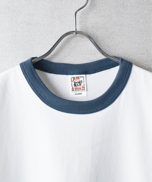 CROSS & STITCH(クロスステッチ)の「【FEW1】【CROSS & STITCH/クロスアンドステッチ】オープンエンド マックスウェイト リンガーTシャツ(Tシャツ/カットソー・メンズ・ブラック×グレー/グレー系1/アイボリー系1/グレー系2/アイボリー系2・MEDIUM/LARGE/X-LARGE)」の10枚目の写真