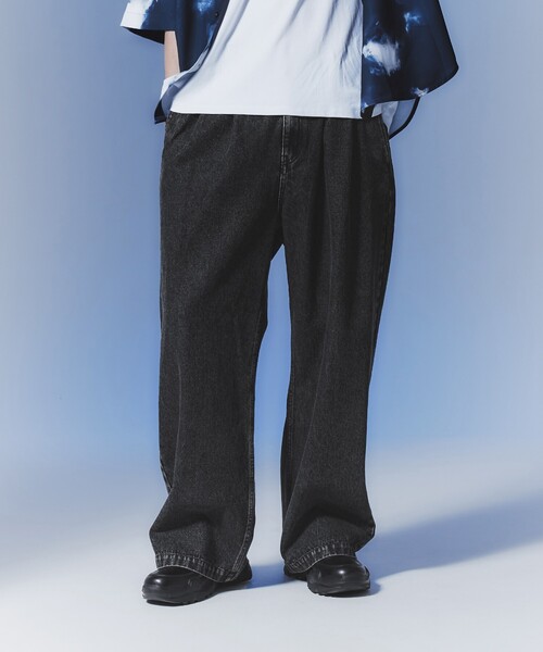 tk.TAKEO KIKUCHI（ティーケータケオキクチ）の「◆ケミカルウォッシュAラインワイドデニム（デニムパンツ・メンズ・チャコールグレー/ブルー・01/02/03）」の2枚目の写真