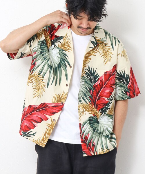 NOLLEY’S(ノーリーズ)の「【Hilo Hattie/ヒロハッティ】別注アロハシャツ MIX LEAF(シャツ/ブラウス・メンズ・ホワイト系その他/グリーン系その他・L/M)」の3枚目の写真