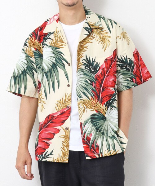 NOLLEY’S(ノーリーズ)の「【Hilo Hattie/ヒロハッティ】別注アロハシャツ MIX LEAF(シャツ/ブラウス・メンズ・ホワイト系その他/グリーン系その他・L/M)」の4枚目の写真