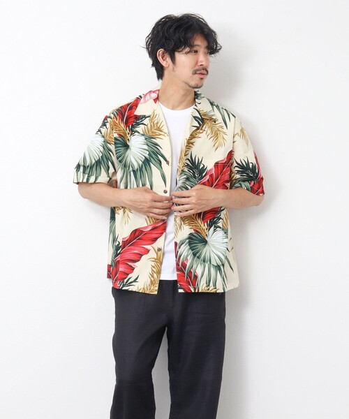 NOLLEY’S(ノーリーズ)の「【Hilo Hattie/ヒロハッティ】別注アロハシャツ MIX LEAF(シャツ/ブラウス・メンズ・ホワイト系その他/グリーン系その他・L/M)」の7枚目の写真